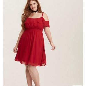 Torrid Red Chiffon Skater Dress